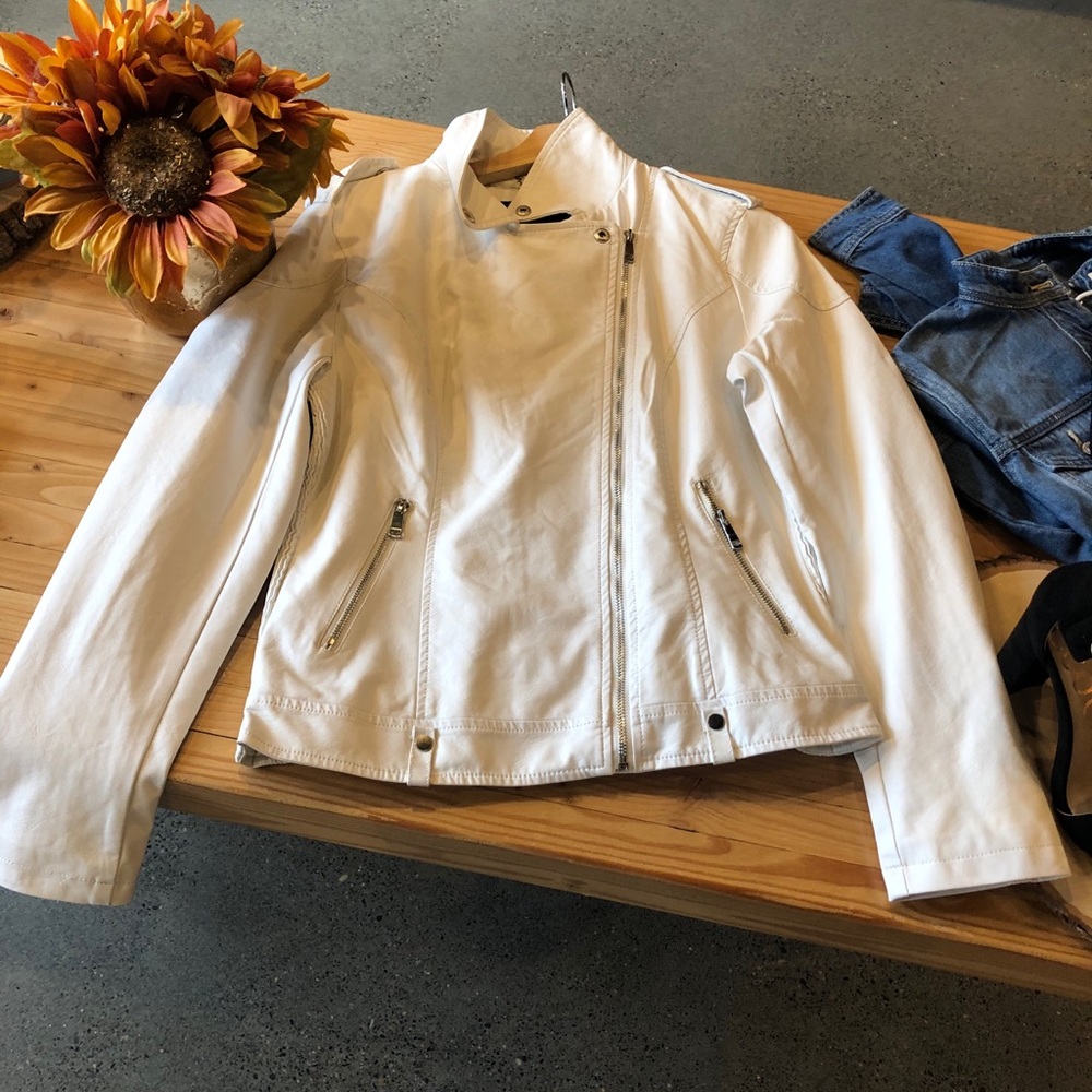 White vegan leather jacket